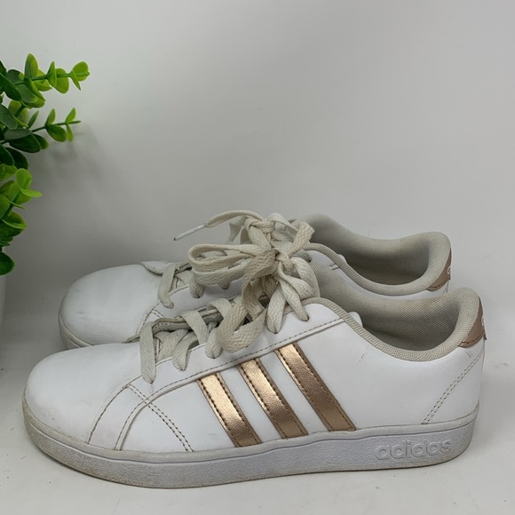 Adidas Originals Leather White/Rose Gold 3 Stripe Superstar Sneakers Womens 4.5 - Picture 5 of 9